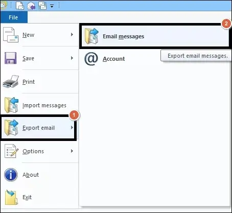 Select emails to export