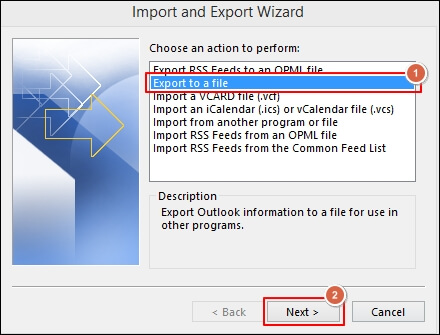 Select Export to a file option