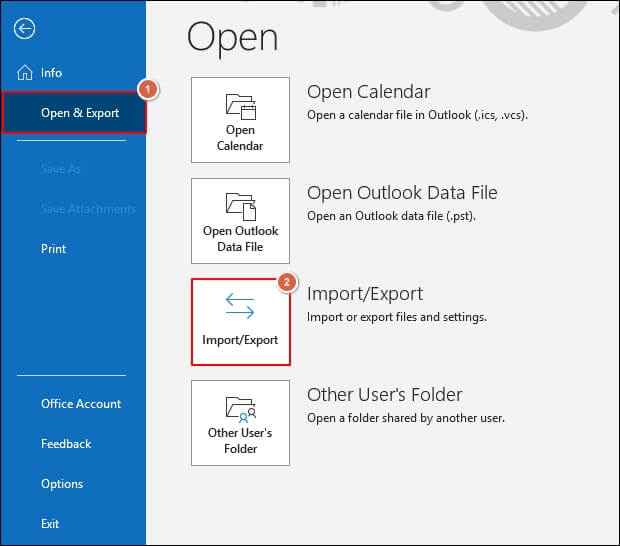 Click on Import/Export option