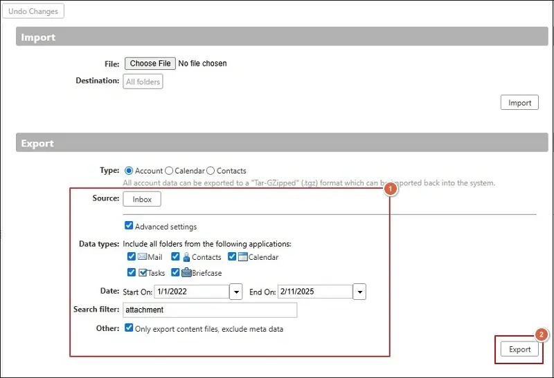 Apply filters to export