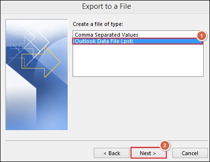 Select Outlook Data File