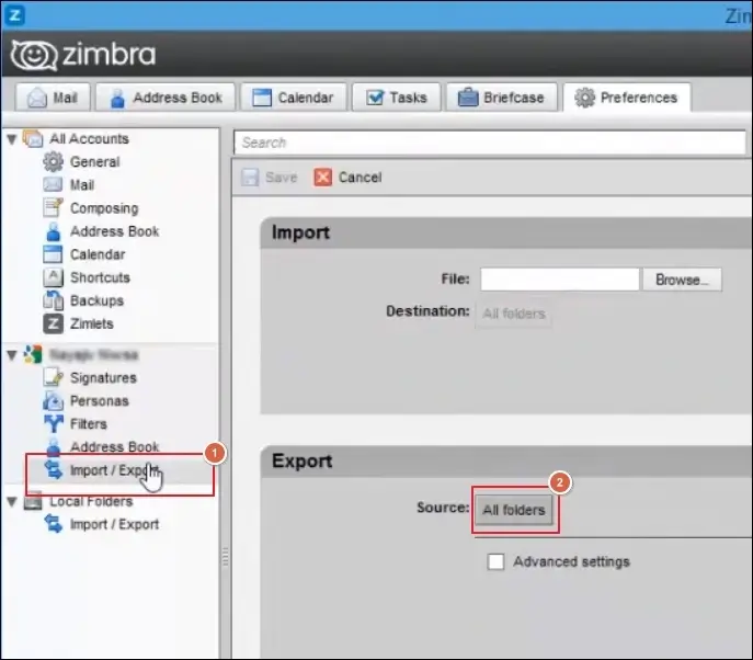 Go to Import/Export option