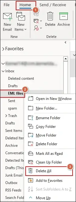 Delete all emails from a folder