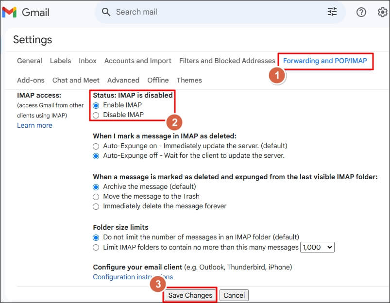 View POP and IMAP settings in Outlook