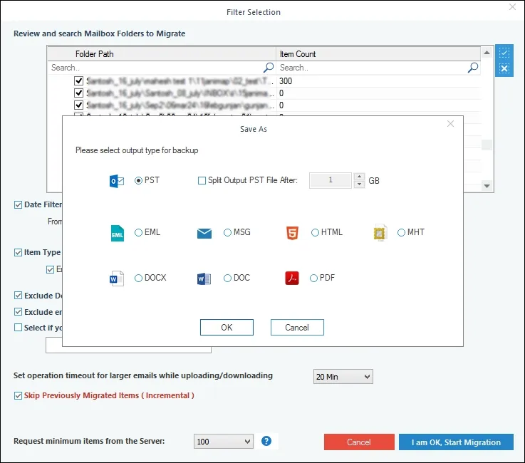 save mailboxes into multiple formats