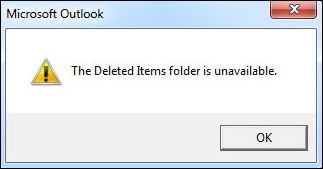 deleted items folder is unavailable