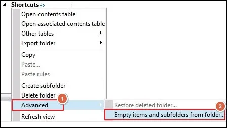 Empty items and subfolders from folder