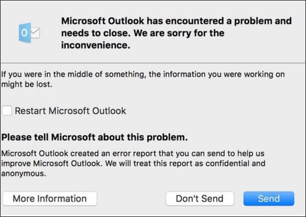 Outlook is not working on Mac error