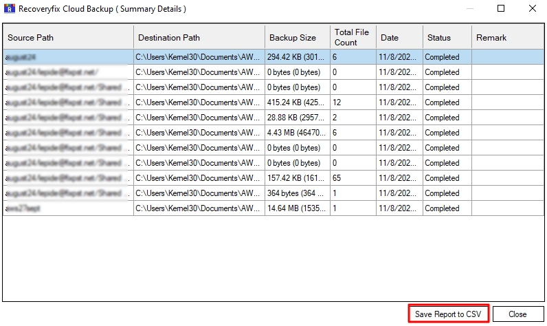 Save Report to CSV