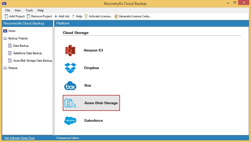 Click on Azure Blob storage.