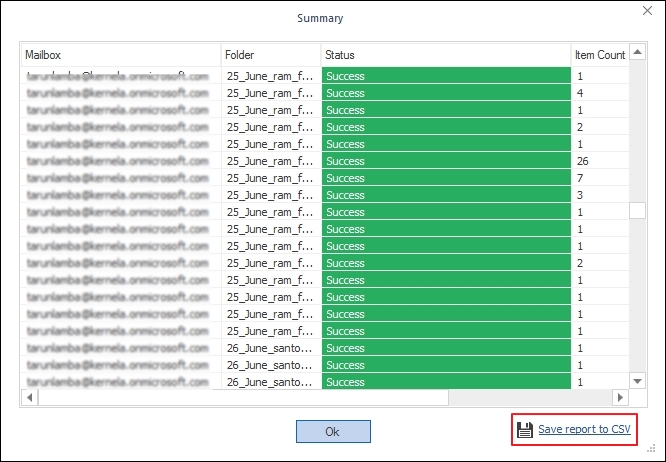 Click Save report to CSV option