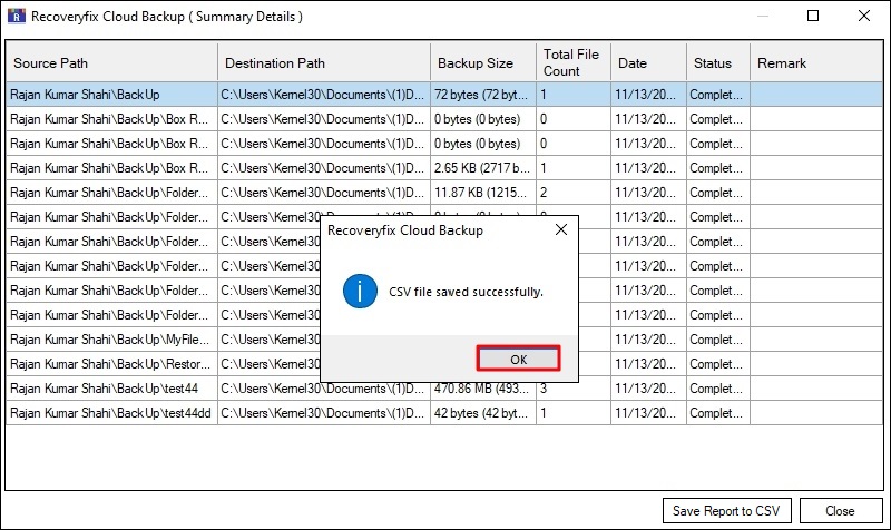 CSV file saved successfully