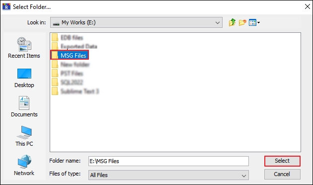 Choose the MSG files for converstion
