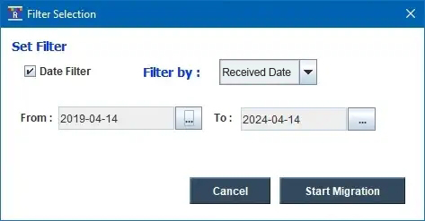 Click Set Filter and Migrate