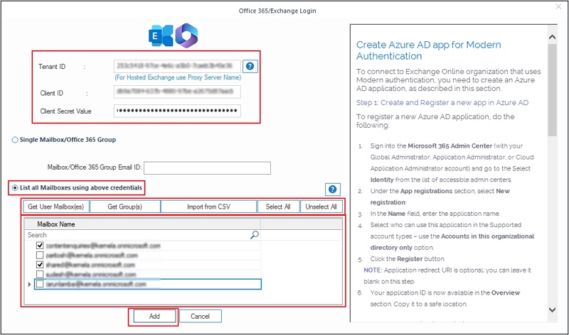 Enter account credentials