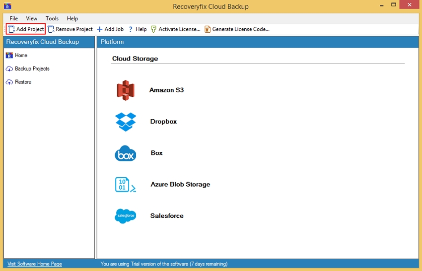 Launch Backup Salesforce data software and click on Add Project