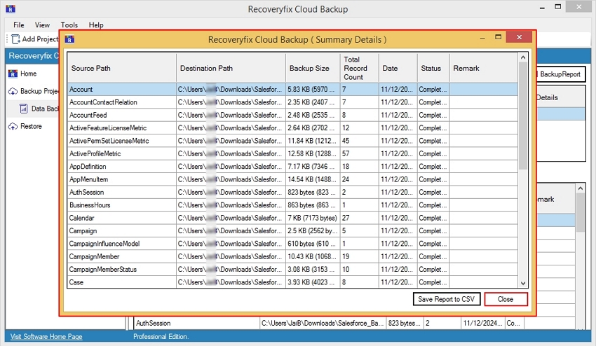 Generate detailed backup reports