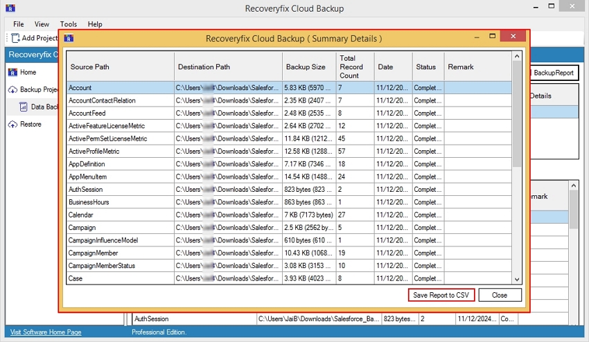 Save Report to CSV