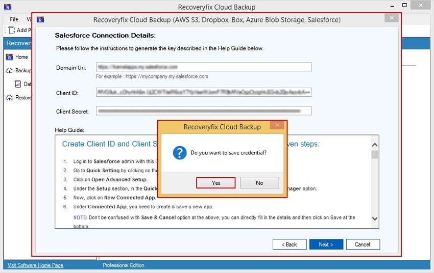 Save credentials in the software 