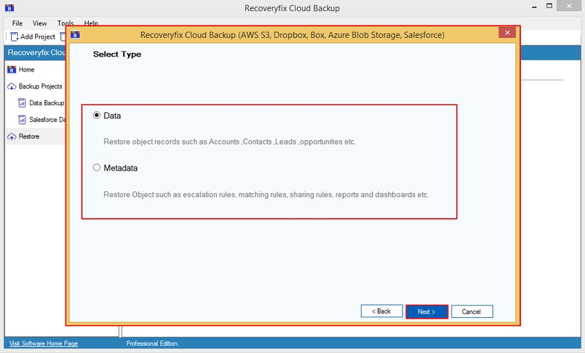 Select Data or Metadata