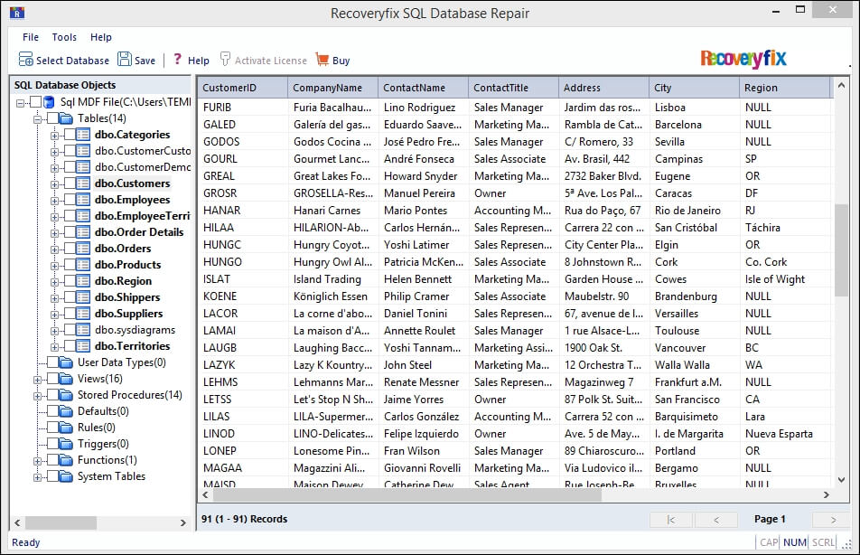 SQL Databases are listed on your screen