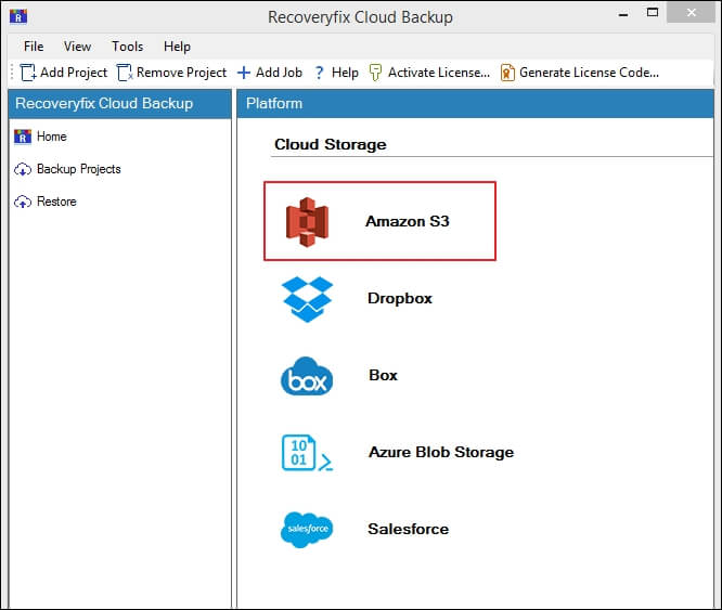 Select Amazon S3 option