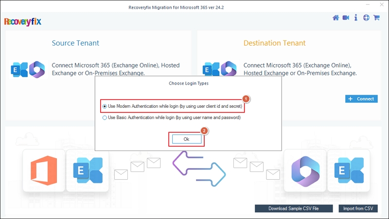 click on modern authentication