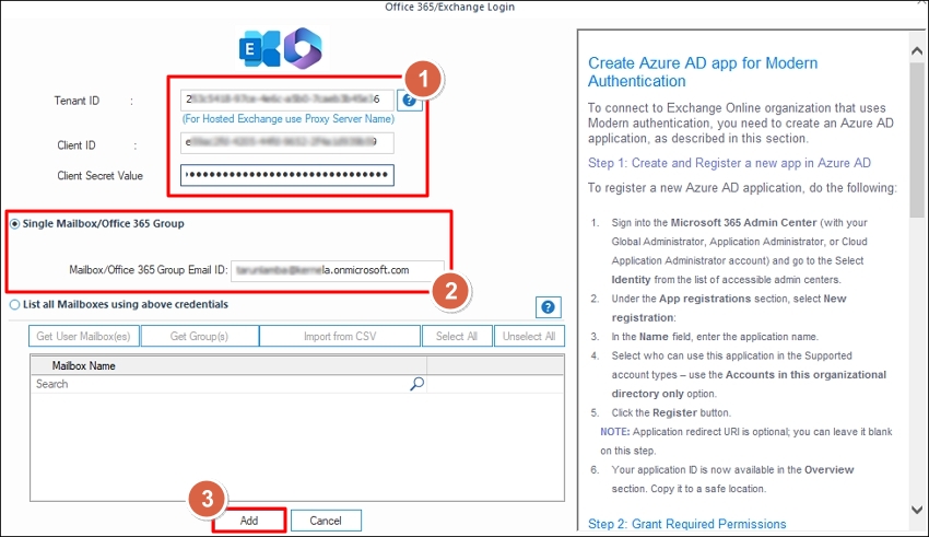 input office365 credentialss