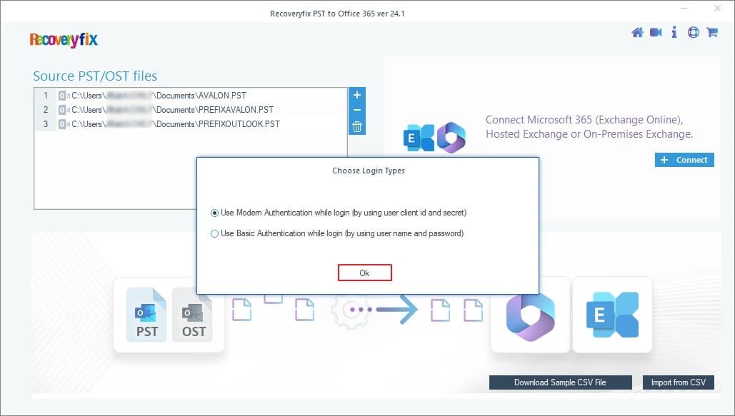 Select Modern Authentication 