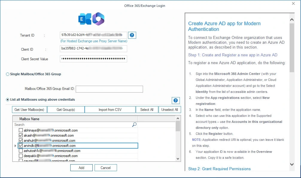 select your associated shared mailboxes 