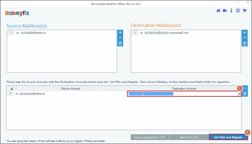 set filter and migrate