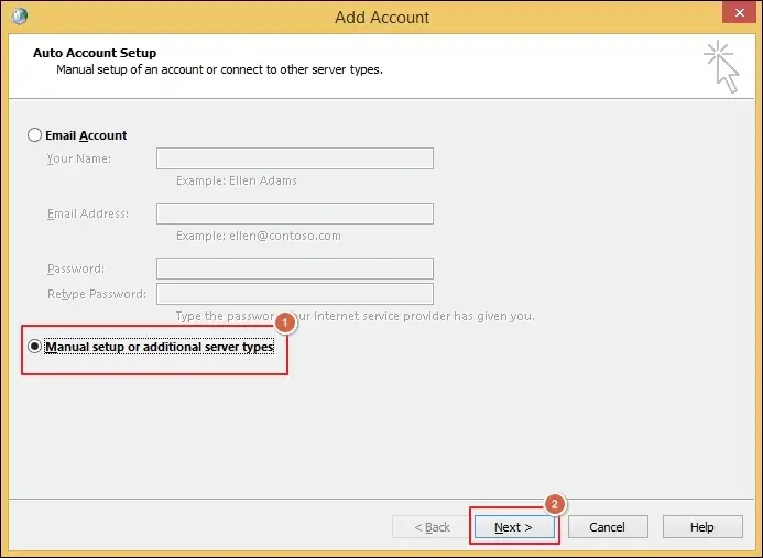 Choose Manual setup or additional server types