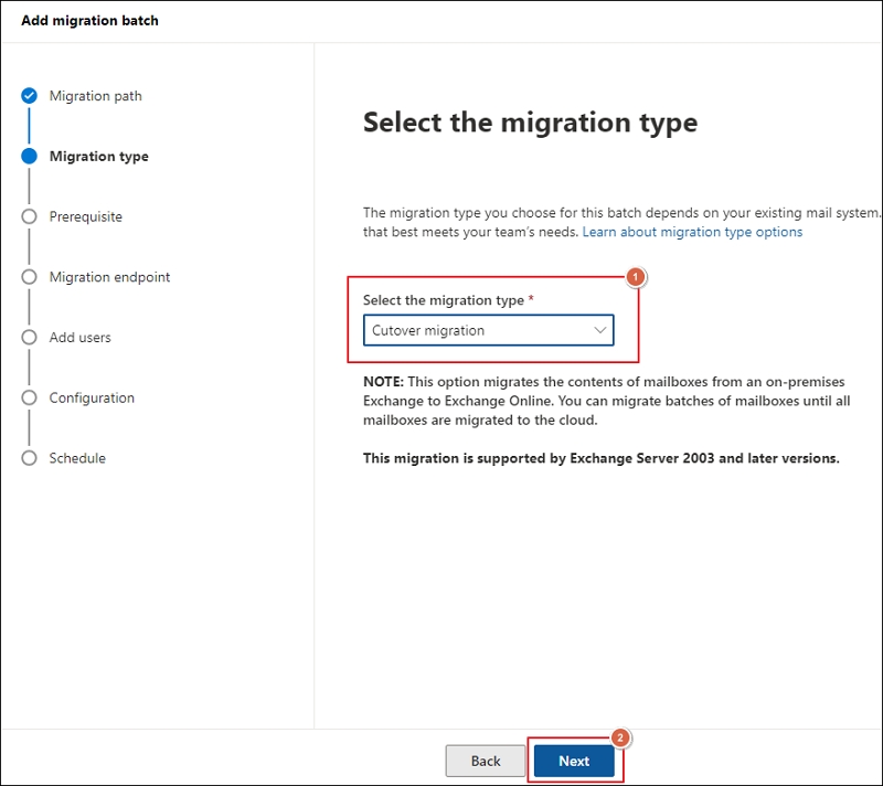 Select Cutover migration