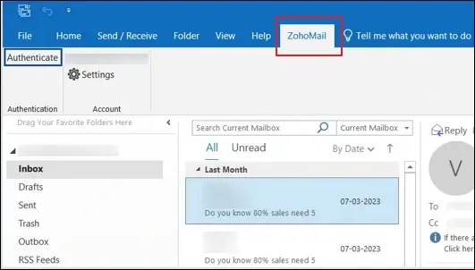 Install and use the Zoho Outlook plugin in Outlook